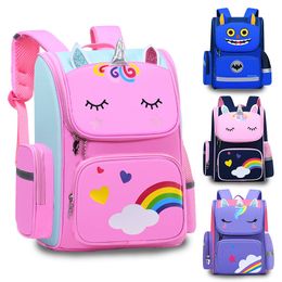 School Bags Primary School Students Backpack 3D Cartoon Children's Schoolbag Kindergarten Bag for Girls Boy Cute Rainbow Mochila Escolar 230627