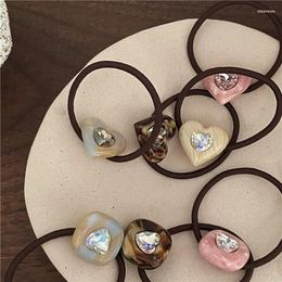 Hair Clips Korean Design Geometric Square Heart Elastic Rope High Resilience Quality Acetate Rhinestone Head