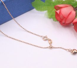 Chains Pure 18K Rose Gold 1mm Bead Link Chain Necklace 19.68''L