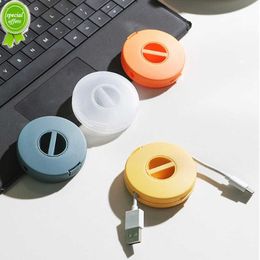 New Wire Winder Box Portable Rotatable Round Earphone Winder Automatic USB Cord Box Adjustsble Cable Winder Management Storage Box