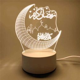 Lights EID Mubarak Decorative Lamp USB Operate LED 3D Night Light Muslim Ramadan Decoration Home Children Gifts Bedroom Decor HKD230628