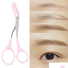 Eyebrow Tools Stencils Trimmer Eyelash Thinning Shears Comb Clips Scissors Sha Cosmetic Tool Pink Drop Delivery Health Beauty Make Dhzo7