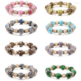 Strand Trendy Glass Round Beads Bracelets & Bangles Women Crystal Jewellery Elasticity Rope Men Handmade Bracelet