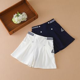 Overalls Kids Girls Summer Shorts School Children's Preppy Style Elastic Waist Cotton Pants Cute Baby Clothes 230628