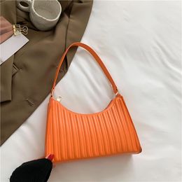 Evening Bags Fashion Women Handbags Underarm Bag Solid Colour Stripe Square Shoulder Vintage High Quality Ladies