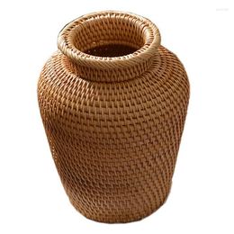 Vases 2X Rattan Woven Vase Art Fashion Tabletop Decoration Plants Flower Pot Faddish Home Gardening Supplies