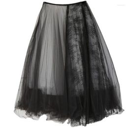 Skirts Dark Gothic High Waist Lace Stitching Five-layer Black And White Mesh Fluffy Skirt Plus Size Lolita