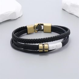 Charm Bracelets Vintage Multi-layer Leather Woven Beads Bracelet Charming Men's Fashion Hip-hop Punk Accessories Jewellery Wholesale