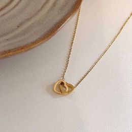 Pendant Necklaces Simple Double Heart Necklace for Women Couple Stainless Steel Choker Gold Colour Chain Wedding Party Friends Jewellery Gift 230613