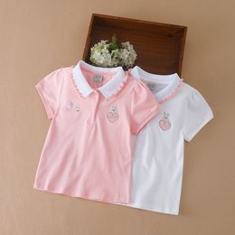 Polos 3 12 Age Girls Polo Summer Children Short Sleeve T shirts 2023 Kids Turn Down Collar Clothing Baby Cotton Tops 230628