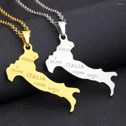 Pendant Necklaces Fashion Stainless Steel Italy Map 18K Gold Colour Roma Necklace For Women And Men Jewellery Gifts