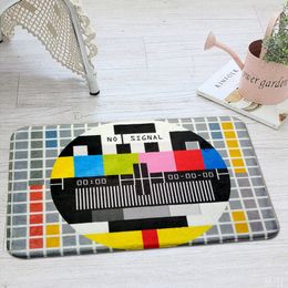 Carpet Modern Creative TV Geometric Carpet Vintage Nostalgia Style Floor Doormat Thick Area Rugs Home Decor Living Room Bathroom Carpet 230627