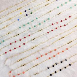 Chains WT-BFN017 Procurement Trendy Bohemian Crystal Bead Perfect Chain Necklace A Variety Of Colour For Women's Delicate Jewellery
