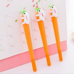 Pens 100 Pcs Cute Carrot Bunny Rabbit Gel Ink Pen Easter Gift Easter Party Decoration Back To School students Office Supplies