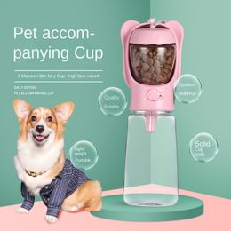 Portable Dog Water Bottle with Food Container Leak Proof Puppy Water Dispenser with Drinking Feeder for Pets Outdoor Walking, Hiking, Travel, Food Grade Plastic