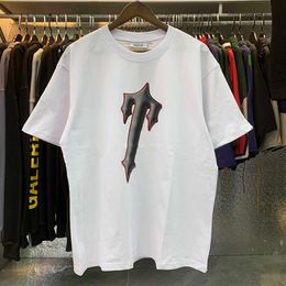 2023ss New Trapstar T Shirt Men Woman 1 1 Big T White Cloud Printing Fashion Streetwear High Quality All-match Top Tee