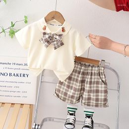 Clothing Sets Summer Baby Girls Clothes For 12 To 18 Months Cartoon Fashion Short Sleeve T-shirts And Plaid Shorts Toddler Boys Outfit Set