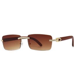3082 light Coloured blackout mirror Colour film frameless metal frame women's sunglasses fashionable to wear with decorativeU6YH