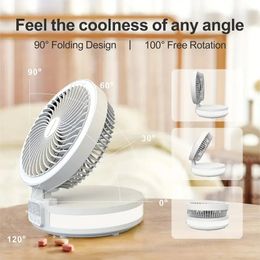 Quiet 4-Speed Wall Mount Fan-Desktop Small Fan, Desktop Fan, Portable Folding Fan, Use, Soft Wind And Low Noise, Foldable, Wall-Mounted, With 5 Colors LED Light-White