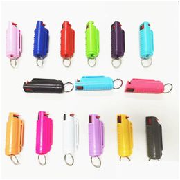 Keychains Lanyards 15 Colors 20Ml Defenses Keychain Self- Defense Products Wolf Self Key Chain For Female Outdoor Self-Defense Too Dhx56