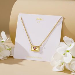 Necklace Earrings Set Zircon Heart Envelope Pendant For Women Fashion Charm Laides Bracelet Plated 18K Gold Jewellery Expressing Love Gift