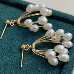 Dangle Earrings Sell Fashion 2023 Summer Solid S925 Safe Pin Multi Beads Natural Genuine Pearl Grape Earring Women Wedding Gift Bridal
