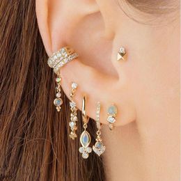 Dangle Earrings 2023 Arrived Fashion Vermeil Jewellery Gold Colour White Opal Stone Clear Cz Paved For Women Girls Fine Silver