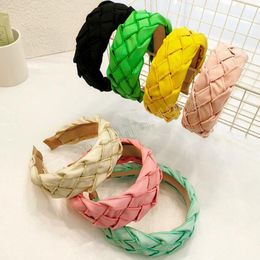 Fashion Hairband For Women Wide Side Braided Turban Solid Colour Casual Headband Summer Autumn Hair Accessories