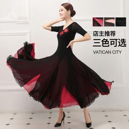 Stage Wear Women Ballroom Dance Modern National Standard Dress Silk Long Skirt Waltz Training Performance Clothes