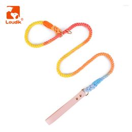 Dog Collars Loudik Safety Slip Leash With Stopper Adjustable Recycled Pu Leather Handle Braided Colorful Rope Pet Collar Leads Wholesale