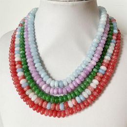 Chains 5 8MM Oval Shape Spaced Beads Necklace Natural Stone Women Luxury Varnish Green Red Purple Blue Mix Colour Gemstone Est Good