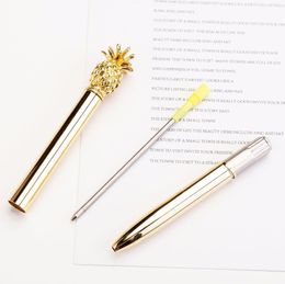 Pens 20pcs/set Kawaii Crystal Ball Pens Ballpen Fashion Girl Large Metal Pineapple Ballpoint Pens for School Stationery