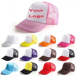 Ball Caps 10pcs/Lot Wholesale Custom Logo Mesh Hats Men's Trucker Hat Adult Adjustable Polyester Baseball Women Snapback