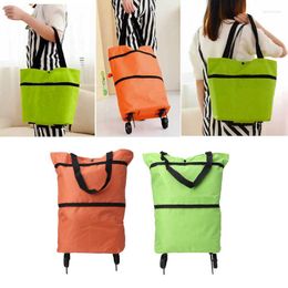 Storage Bags Folding Shopping Bag Buy Food Trolley Foldable Cart Luggage Wheels Basket Non-Woven Market Pouch