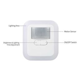 s LED Plug-in Motion Sensor Wall Night Lamp with Brightness 30s/60s/90s/120s Lighting Time Adjustable for Living RoomHKD230629