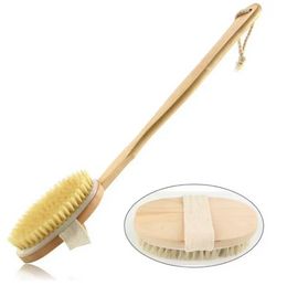 Wooden Cleansing Brushes Natural Bristle Body Brush Massager Bath Shower Brush Long Handle Back Spa Scrubber C100