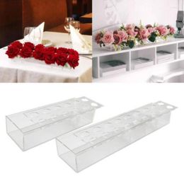 Vases 1PC Rectangular Flower Vase 12-18holes Acrylic Box Modern Long For Shelf Desktop Decor