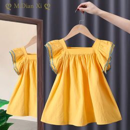 Girl's Dresses Summer Kids Products Small and Primary Children's Comfortable Flying Sleeve Baby Dress Girls Weet Pure Color Vest Skirt 230628