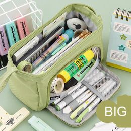 Cases Angoo Side Window Cute Pencil Case Special Aron Color Canvas Big Pencil Box Storage Bag Kids Student School Pouch Stationery