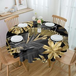 Golden Leaf spotlight round tablecloth - Waterproof Round Cover for Festivals, Weddings, and Parties