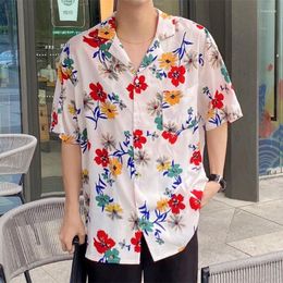 Women's Blouses Yellow Red Flower Sweet Beach Button Up Shirt For Men Womens Tops Loose Casual Cuba Neck White Hawaiian Streetwear