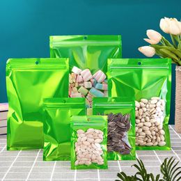 1000Pcs/Lot Green Resealable Smell Proof Flat Ziplock Aluminium Foil Bag Clear Front Hang Hole Packing Bag For Food Storage