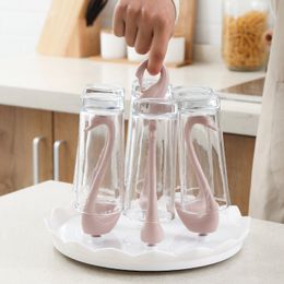 Dish Racks Swan Shape Glass Bottle Cup Holder Kitchen Drying Storage Shelf Drain Rack Hanger Organizer Stand 230628