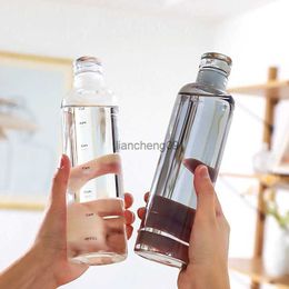 Simple Transparent Graduated Cup Juice Drink Cup High Colour Glass Transparent Cup Portable Coffee Cup waterbottle L230620