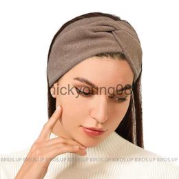 Bandanas New Cashmere Cross Wide Headbands Winter Ear Warmer Soft Elastic Headwrap Turban for Women Solid Bandana Scarf Hair Accessories x0628