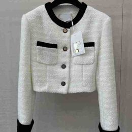 Women's Jackets Designer 2023 New Black and White Spliced Simple Design Single Breasted Short Coat OS5P