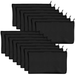 Bags 15 Pcs Black Blank Canvas Bag 8.3X4.7in Stationery Storage Zipper Bag Diy Graffiti Pencil Case Diy Gift Bag