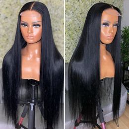 30 Inch HD Transparent Wig Straight Lace Closure Human Hair Wigs Brazilian Remy 5x5 Lace Closure Wig Pre Plucked