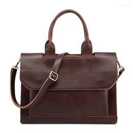 Briefcases 2023 Fashion Business Men's Handbags Luxury Leather Shoulder Male Crossbody Bag Vintage Briefcase Messenger Bags