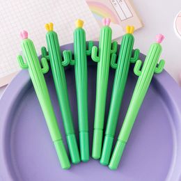 Pens 50 pcs/lot Creative Cactus Gel Pen Cute 0.5 mm Black Ink Neutral Pen School Office writing Supplies Promotional Gift